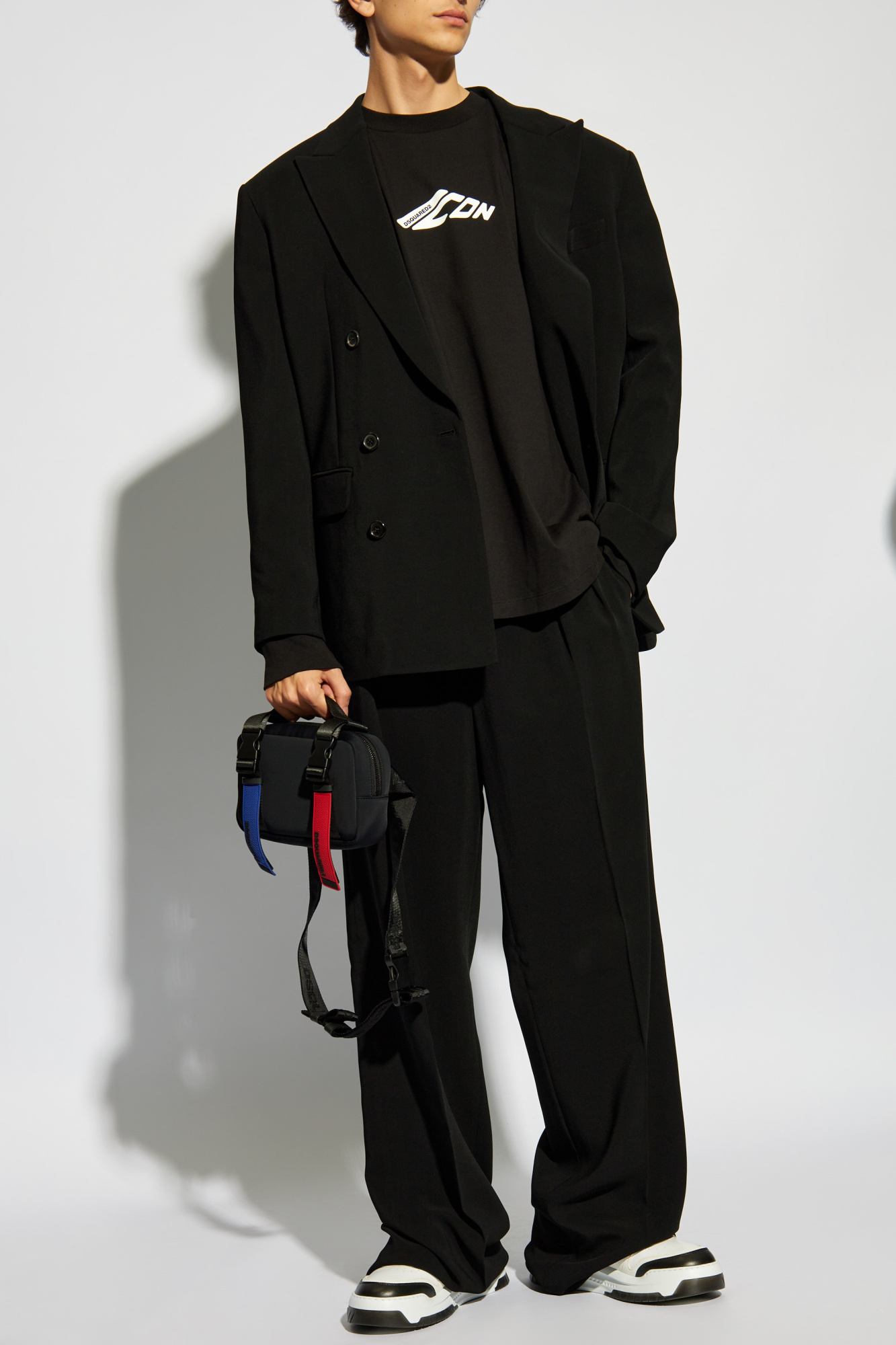 トップス DSQUARED2 long sleeve cut and sew BLACK ディースクエアード DSQUARED2 メンズ トップス ロンT 長袖 ロングT